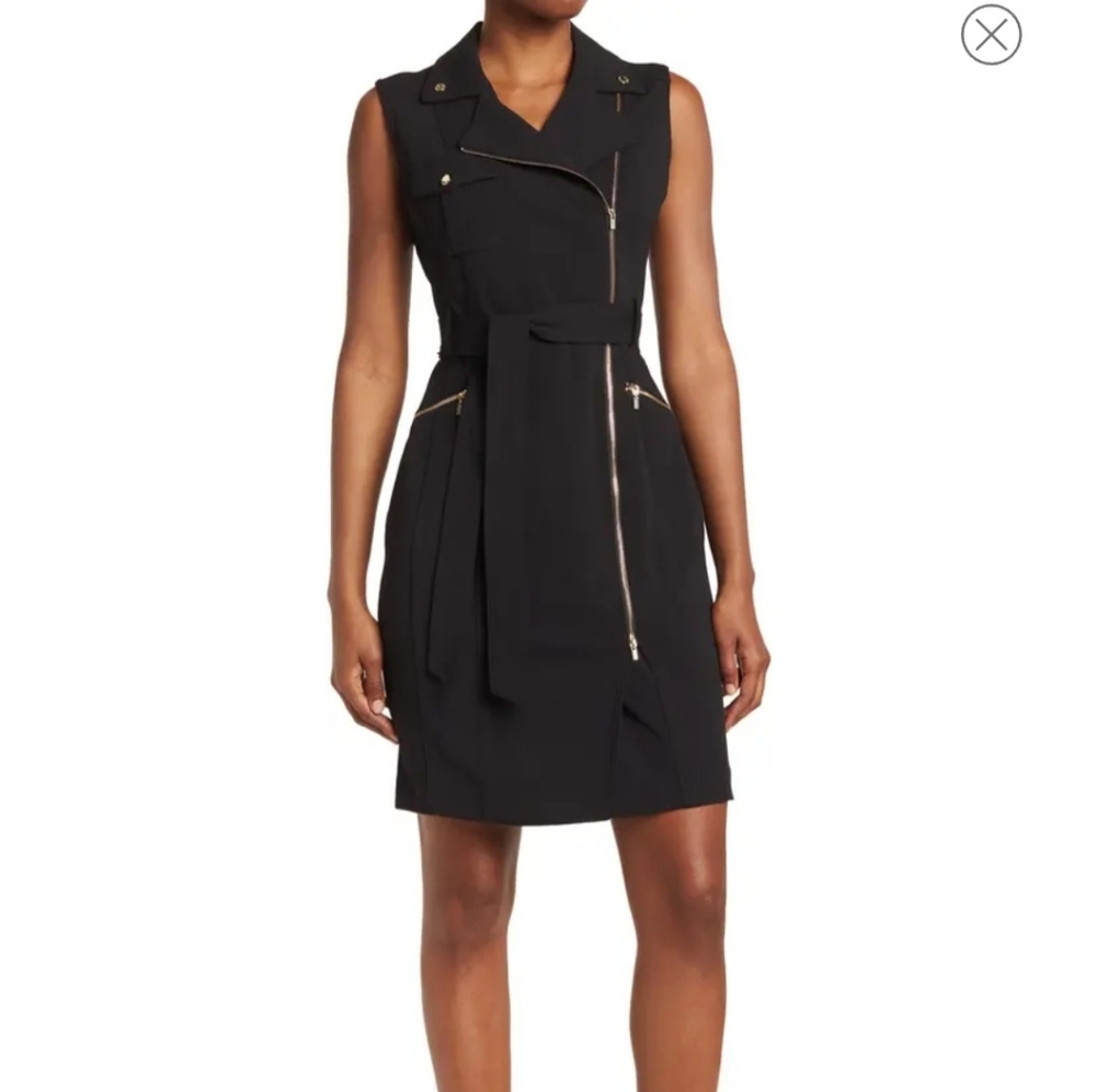 Calvin Klein Black Moto Dress